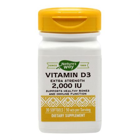 Vitamina D3 2000 UI Nature's Way, 30 capsule, Secom