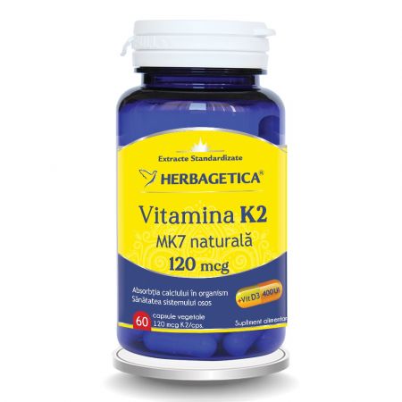 Vitamina K2 MK7 naturala 120mcg, 60 capsule - Herbagetica