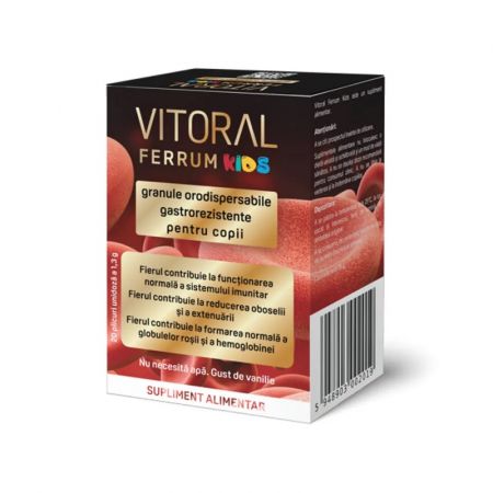 Vitoral Ferrum Kids granule orodispersabile, 20 plicuri, Vitalogic