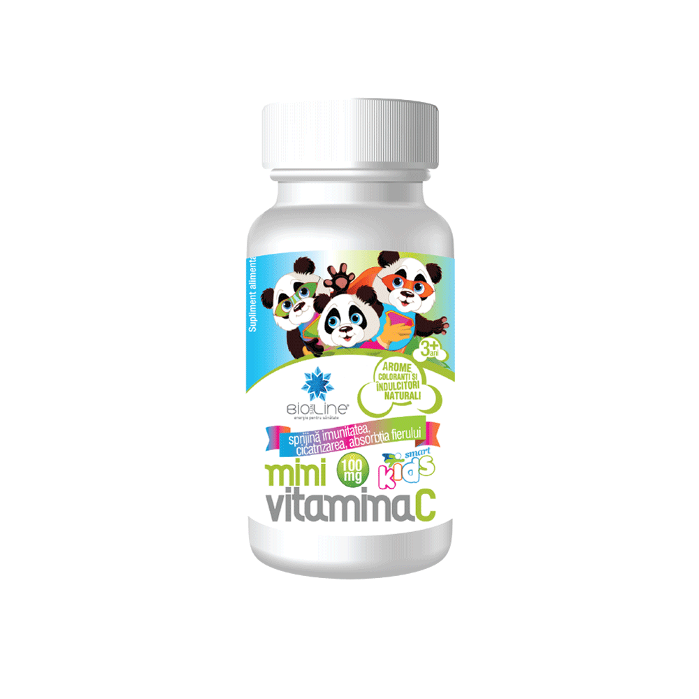 Mini Vitamina C pentru copii BioSunLine, 30 comprimate, Helcor
