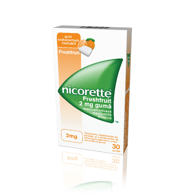 Nicorette Freshfruit guma de mestecat 2mg, 30 gume, Mcneil