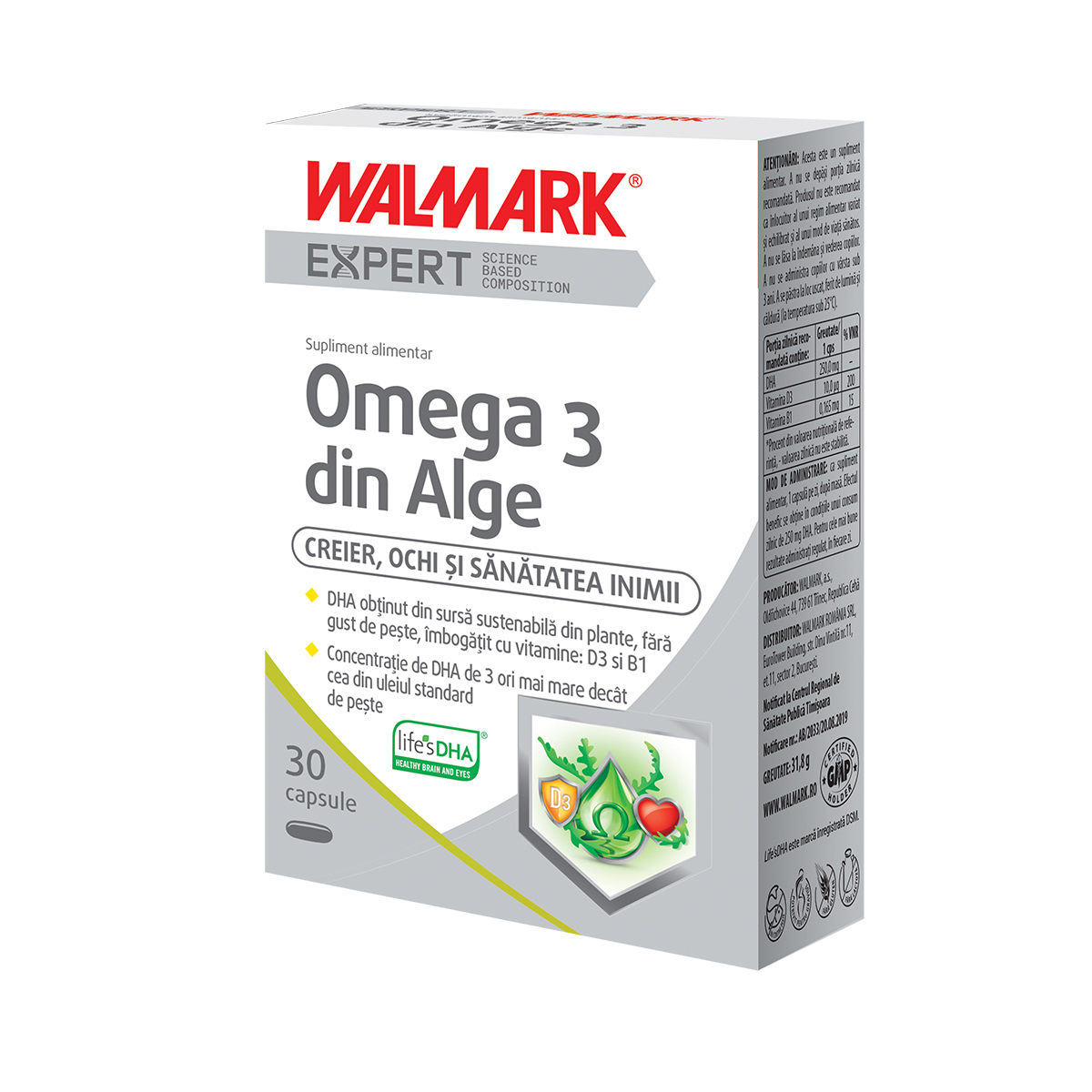 Omega 3 din Alge, 30 capsule, Walmark : Farmacia Tei online