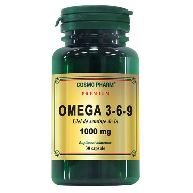 Premium Omega 3-6-9 Ulei seminte de In 1000 mg, 30 capsule, Cosmopharm