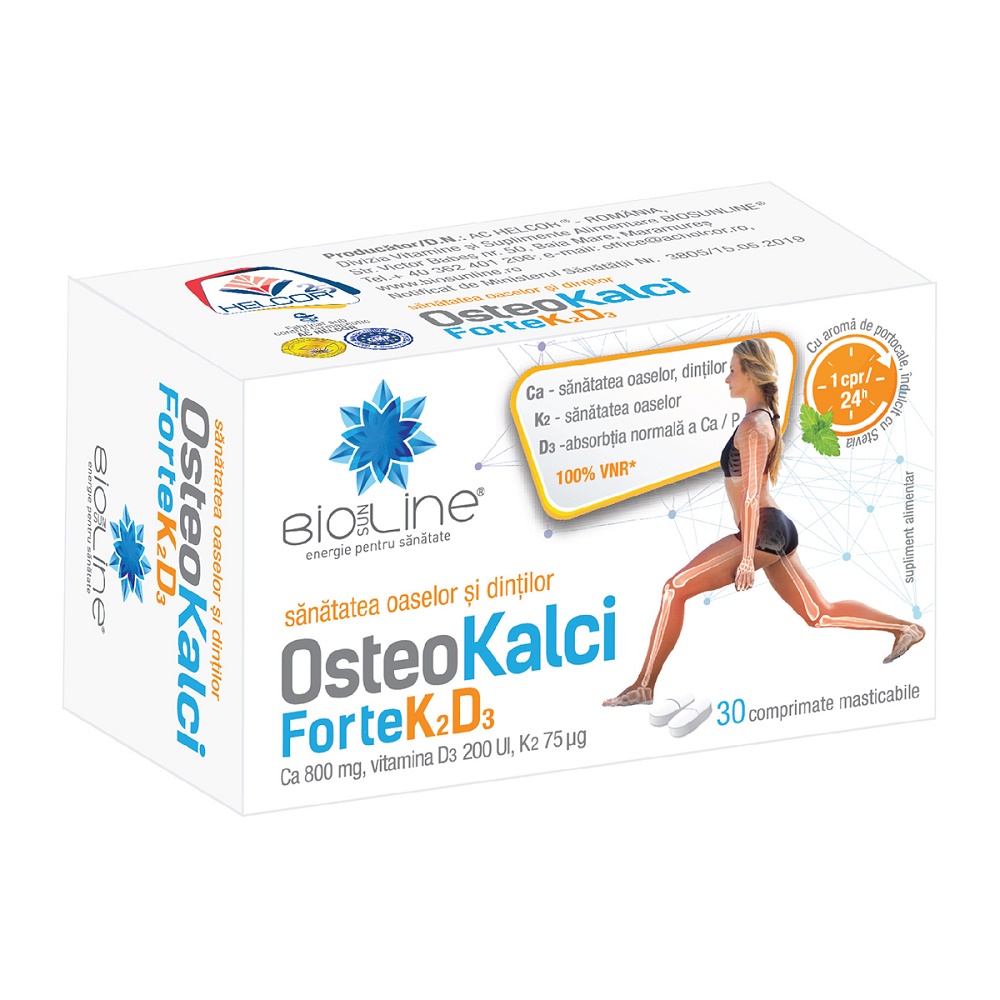 Osteo Kalci Forte K2D3, 30 comprimate masticabile, Helcor
