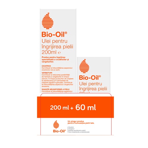 Pachet Ulei pentru ingrijirea pielii, 200 ml + 60 ml, Bio Oil