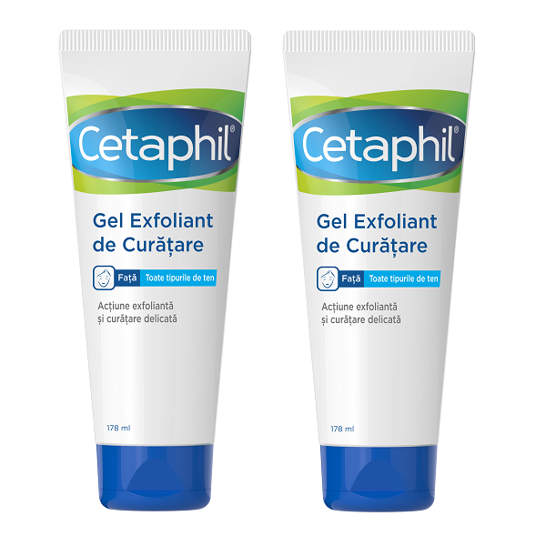 Pachet Gel de curatare exfoliant Cetaphil, 178 ml + 178 ml, Galderma