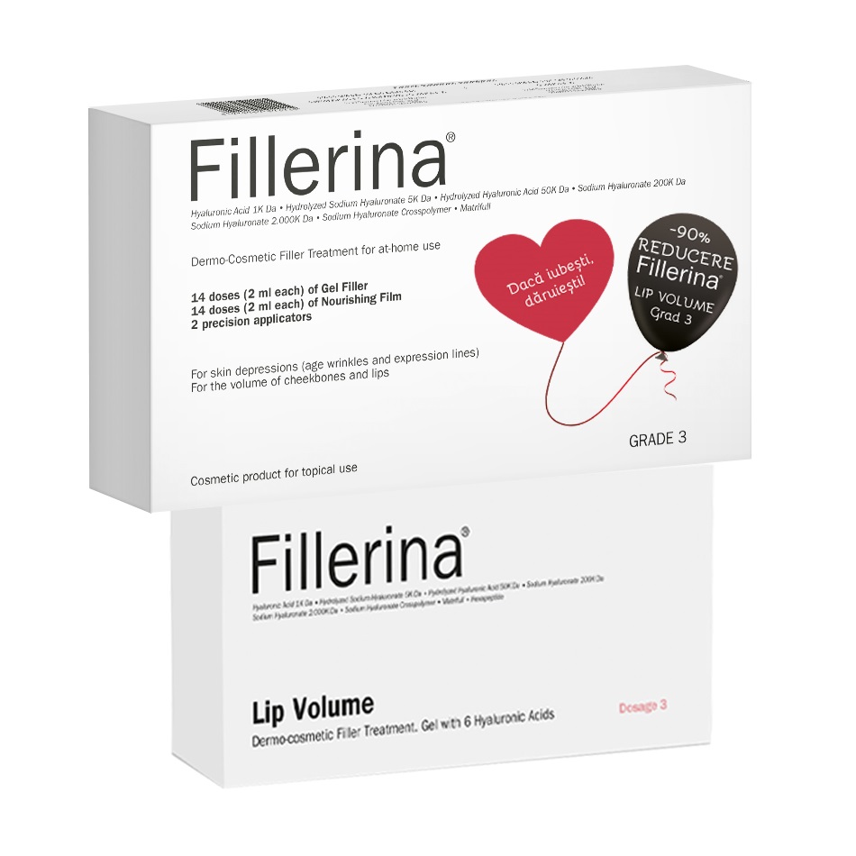 Pachet Tratament cosmetic cu efect de umplere Gradul 3 Fillerina + Gel cu efect de umplere pentru buze Doza 3 Lip Volume Fillerina, Labo