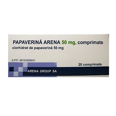 Papaverina 50 mg, 20 comprimate, Arena | familyzone.ro Farmacie