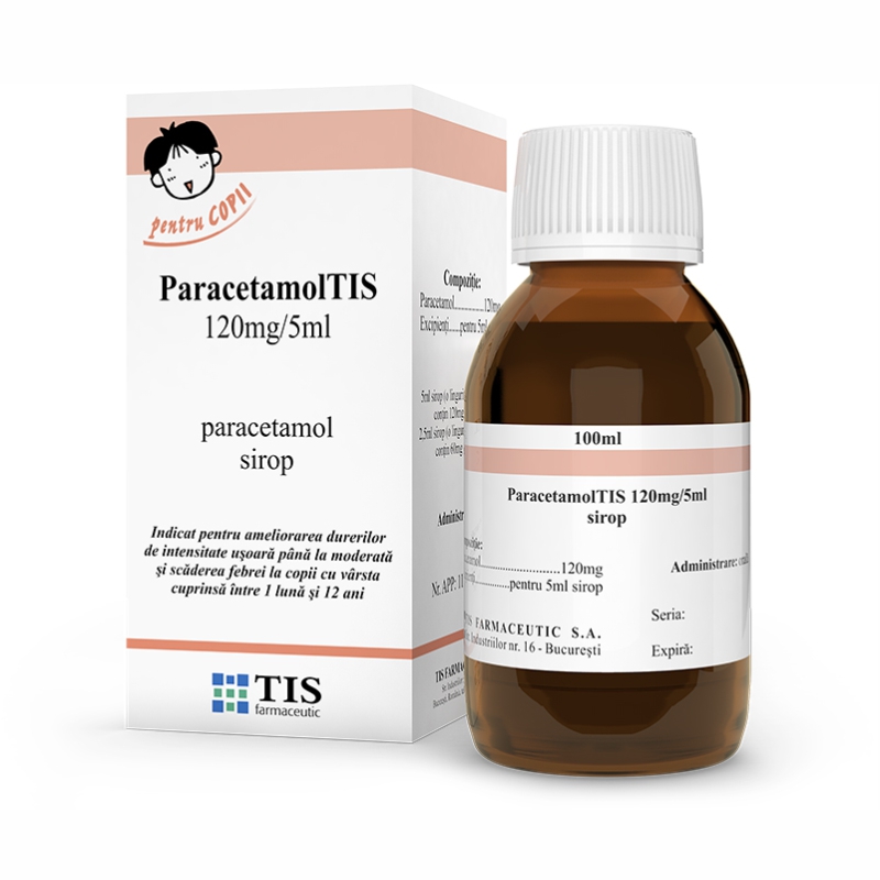 Paracetamol Tis pentru copii, 120 mg/5 ml, 100 ml, Tis Farmaceutic