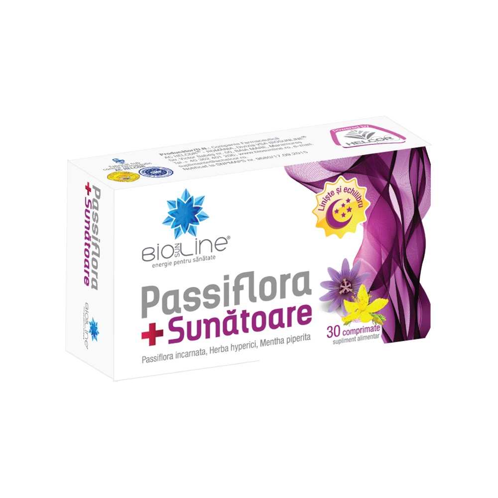 Passiflora + Sunatoare BioSunLine, 30 comprimate, Helcor