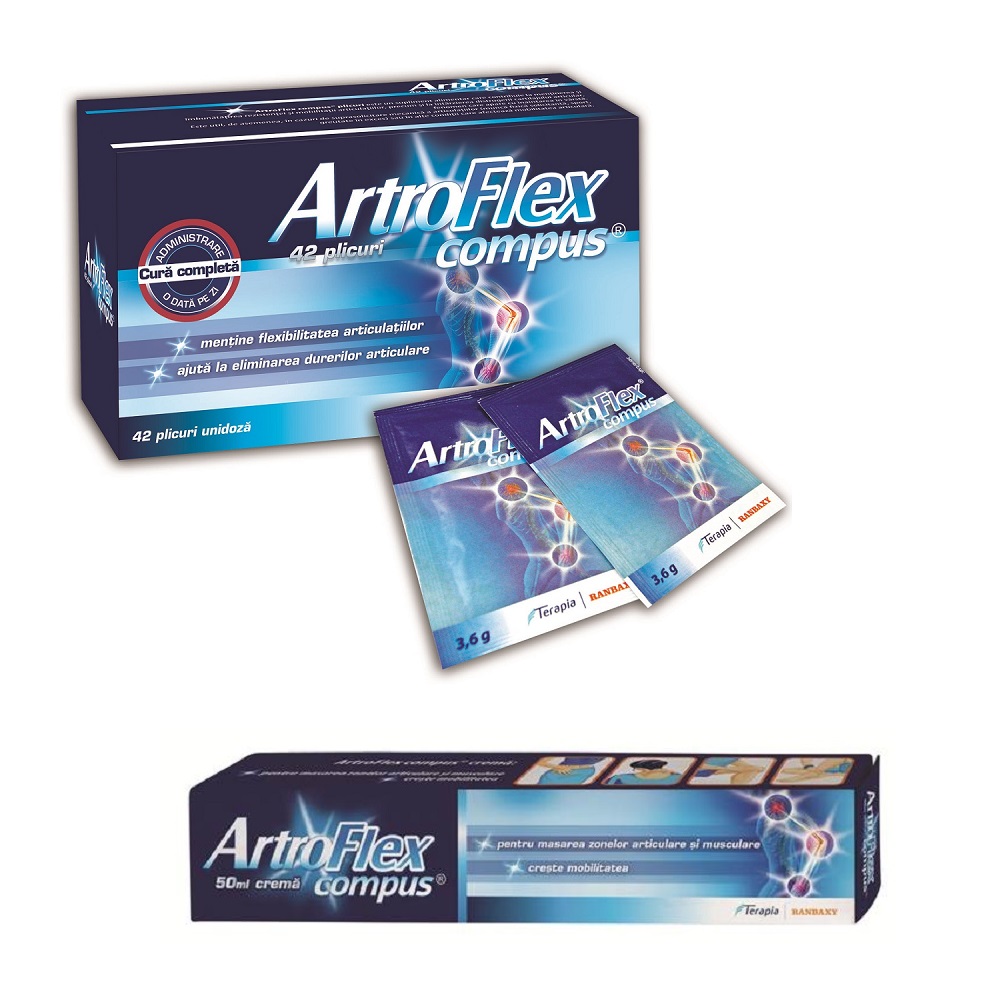 Pachet ArtroFlex compus, 42 plicuri + ArtroFlex compus crema, 50 ml, Terapia