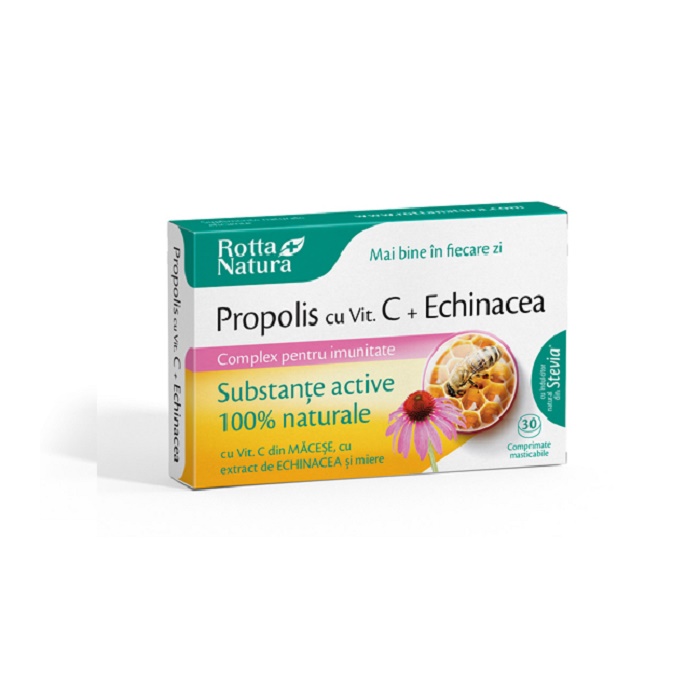 Vitamina C + Propolis, 30 comprimate, Polisano