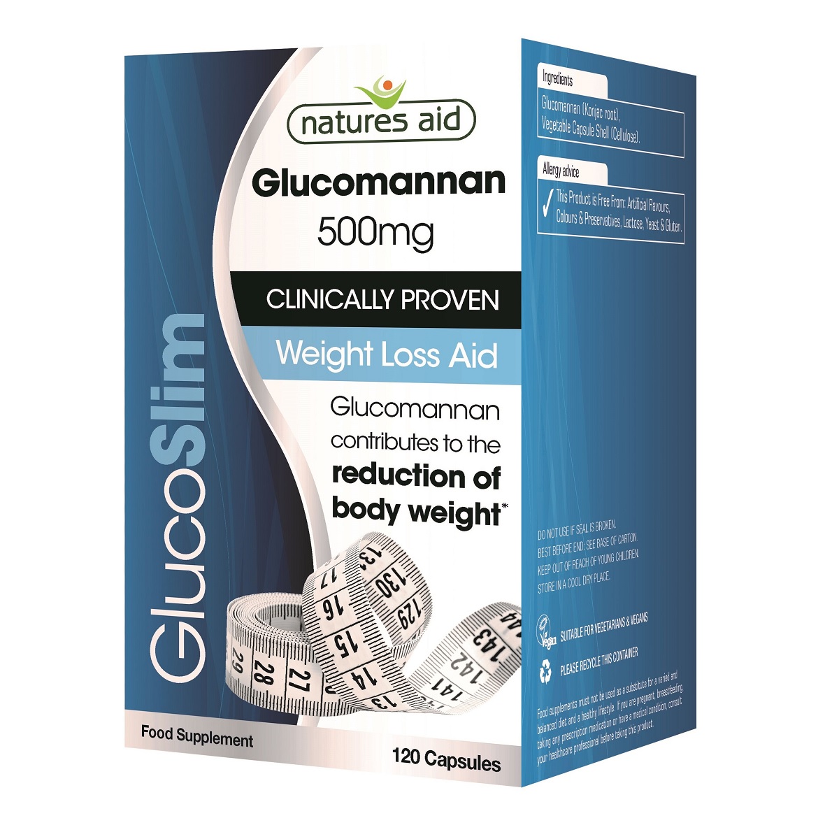 GlucoSlim (glucomannan 500 mg),, 120 capsule, Natures Aid