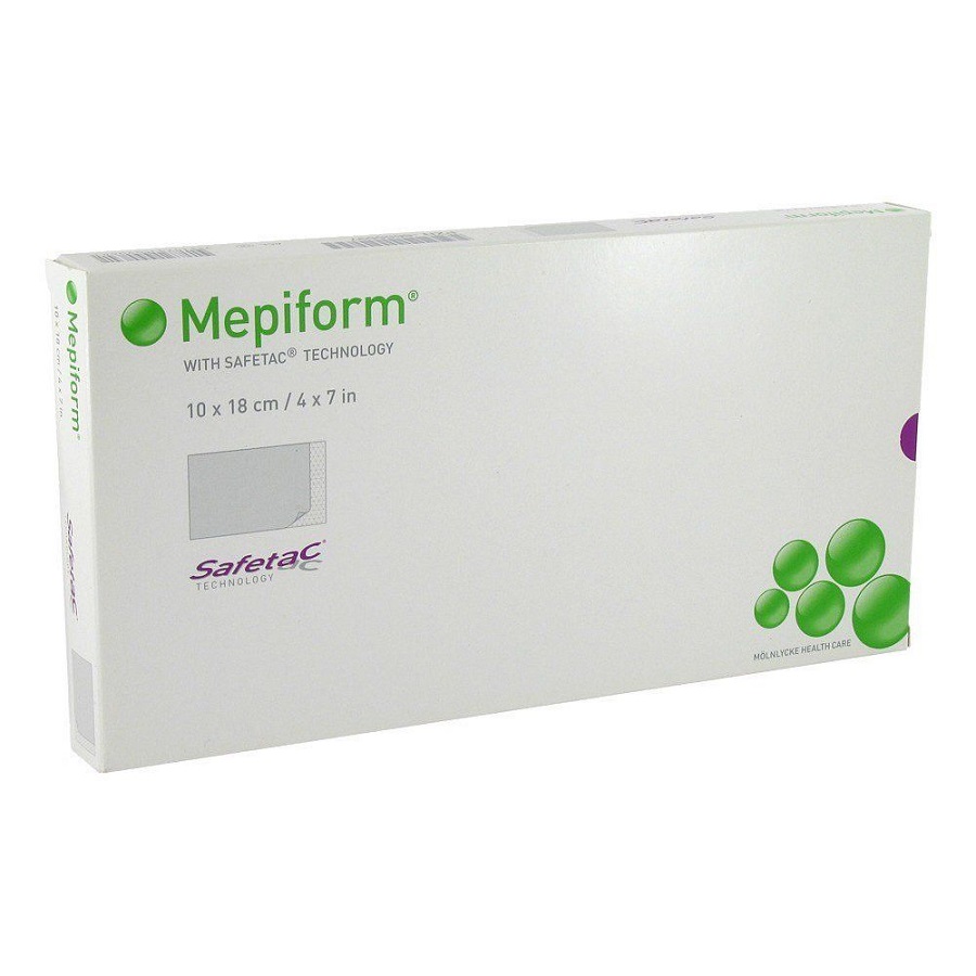 Pansament autoadeziv cu silicon moale pentru tratamentu cicatricilor Mepoform, 10 x 18 cm, 1 bucata, Molnlyckee