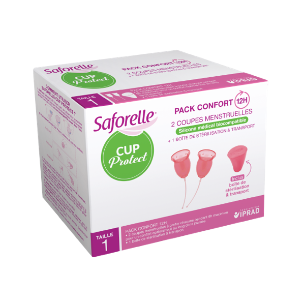 Cupe menstruale din silicon biocompatibil Saforelle, Marimea 1, 2 bucati, Laboratoarele Iprad