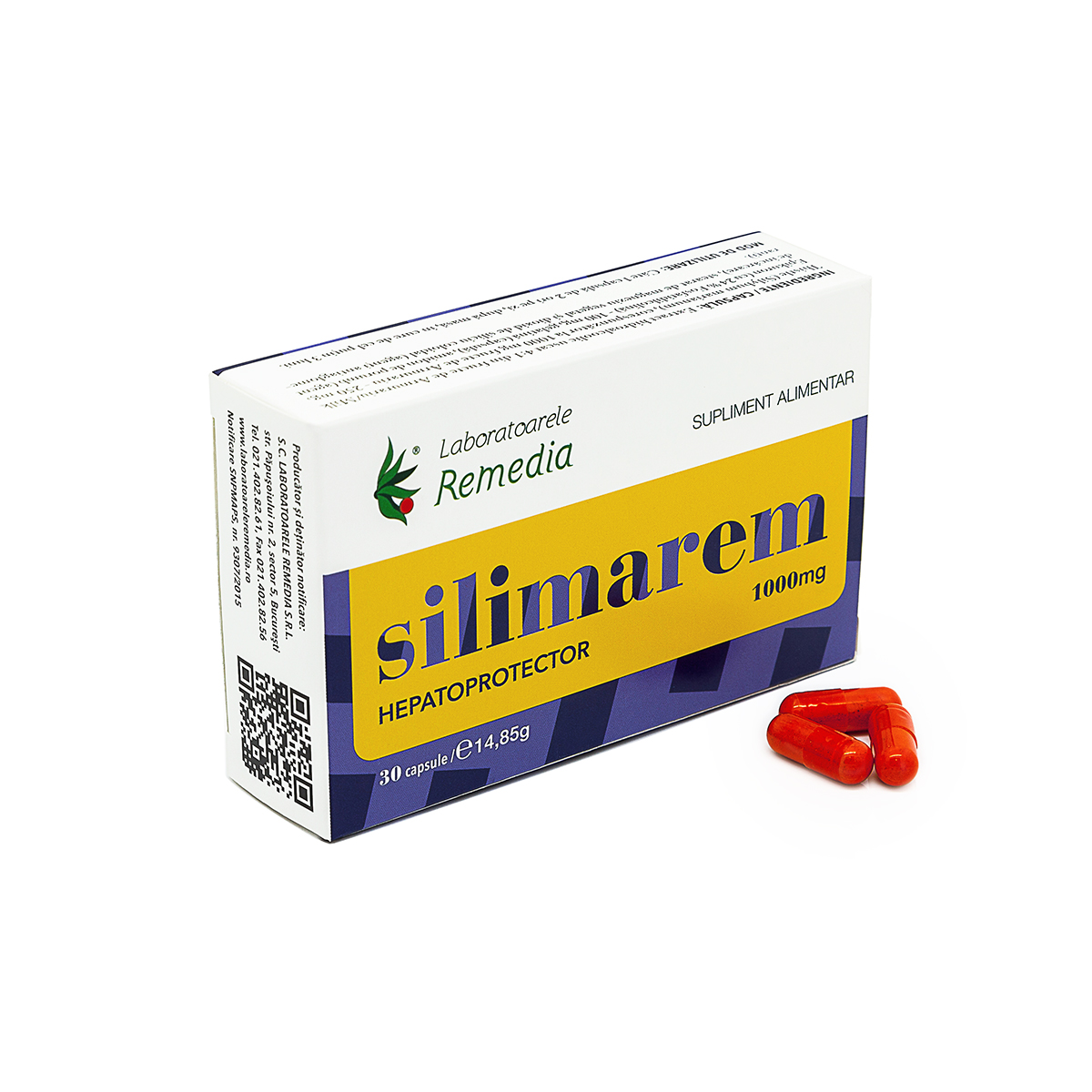 Silimarem Hepatoprotector 1000 mg, 30 capsule, Remedia