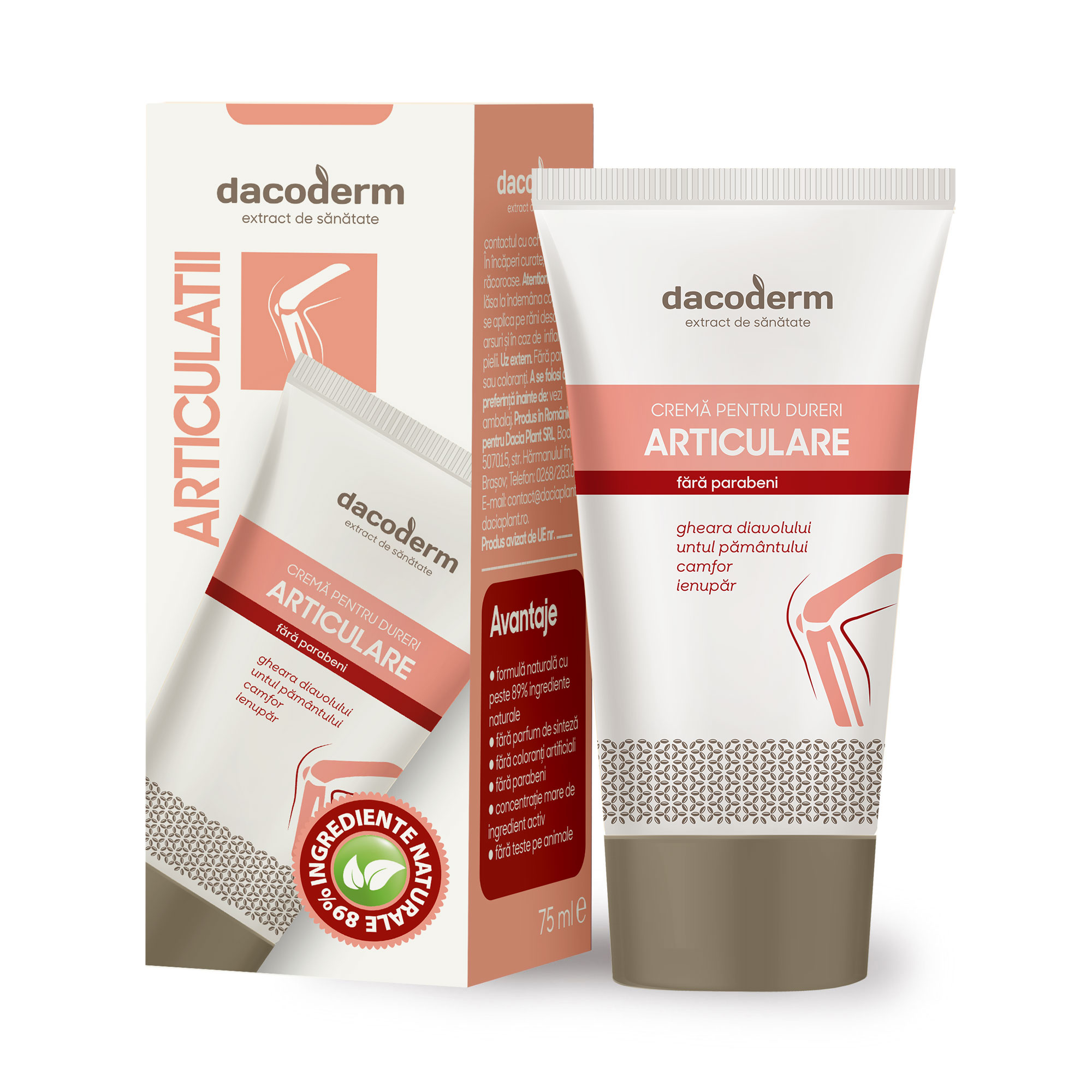Crema pentru dureri articulare Dacoderm, 75 ml, Dacia Plant : Farmacia Tei online