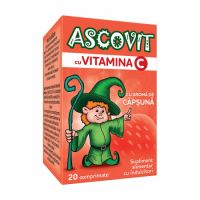 Ascovit cu Vitamina C aroma de capsuni, 20 comprimate, Omega Pharm