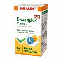 B complex + Vitamina C cu aroma de fructe, 30 tablete, Walmark