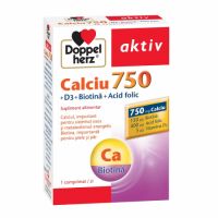 Calciu 750 Vitamina D3 Biotina Acid Folic, 30 comprimate, Doppelherz