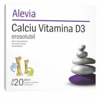 Calciu cu vitamina D3 orosolubil, 20 plicuri, Alevia
