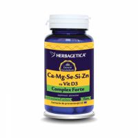 Ca+Mg+Se+Si+Zn cu vitamina D3, 30 capsule, Herbagetica