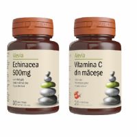 Echinacea 500 mg, 30 comprimate + Vitamina C din macese 200 mg, 20 comprimate, Alevia