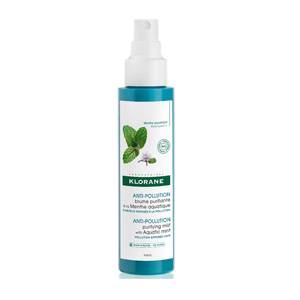 Spray detoxifiant cu extract de menta acvatica pentru par expus la poluare, 100 ml, Klorane