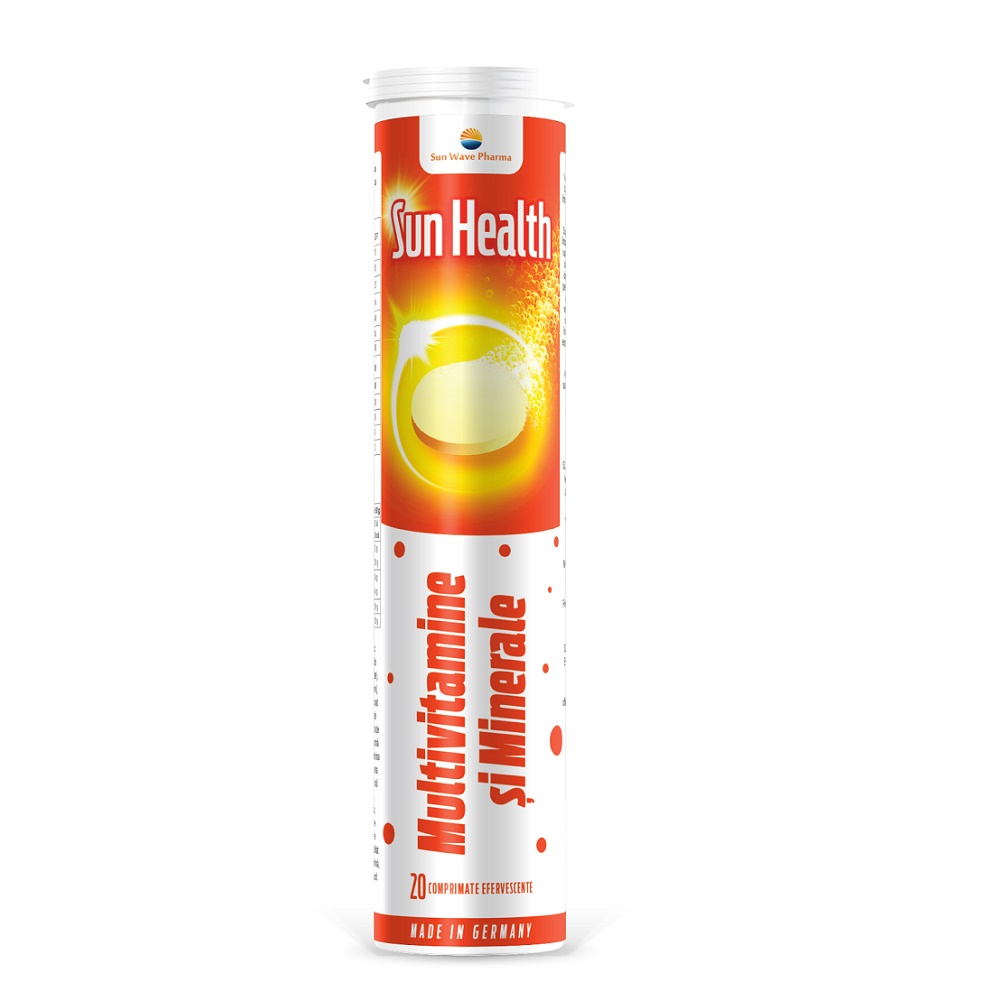  Multivitamine si minerale Sun Health efervescent, 20 comprimate, Sun Wave Pharma