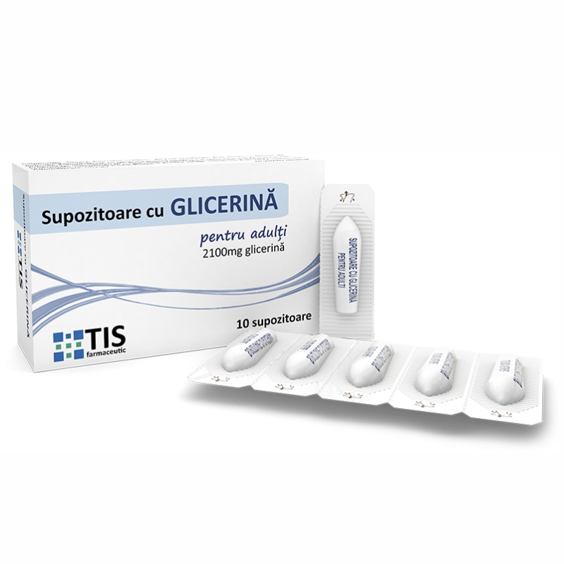 Supozitoare cu glicerina pentru adulți, 10 bucăți, Țis Farmaceutic
