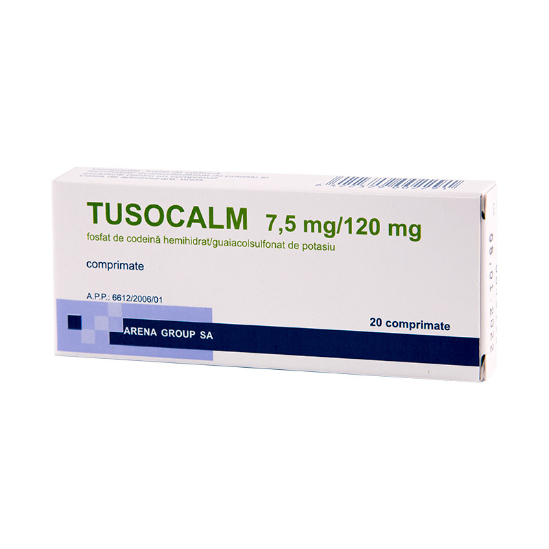Tusocalm, 7,5 mg /120 mg, 20 comprimate, Arena Group