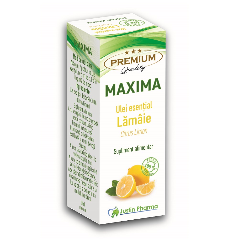 Ulei esential de lamaie Maxima, 10 ml, Justin Pharma