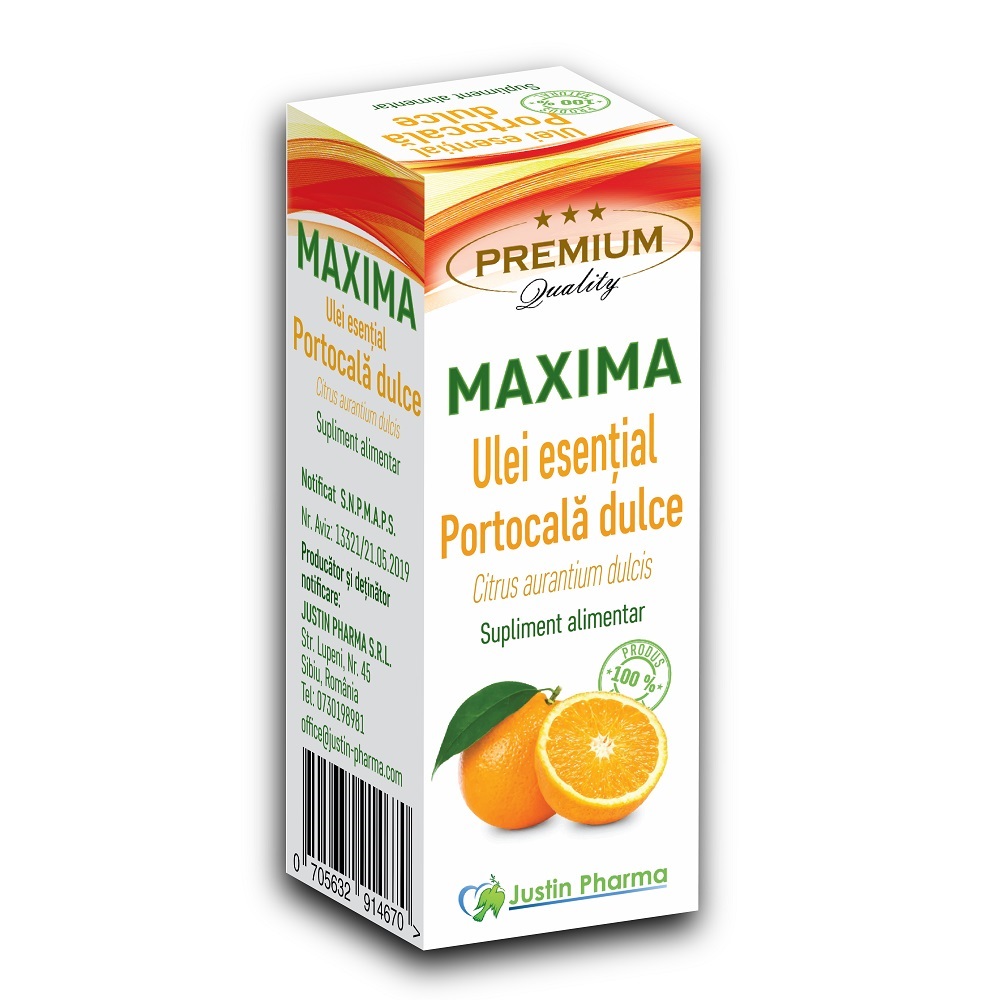 Ulei esential de portocala dulce Maxima, 10 ml, Justin Pharma