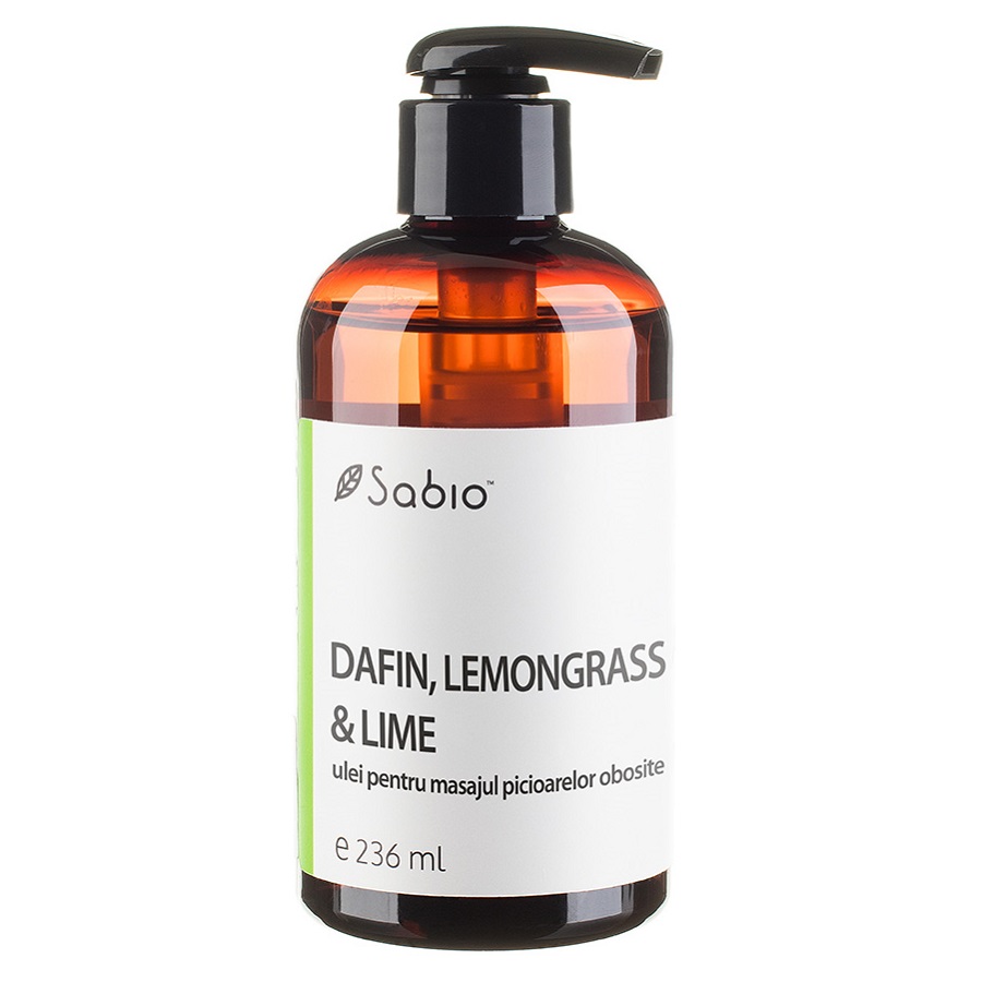 Ulei pentru masajul picioarelor obosite Dafin, Lemongrass si Lime, 236 ml, Sabio