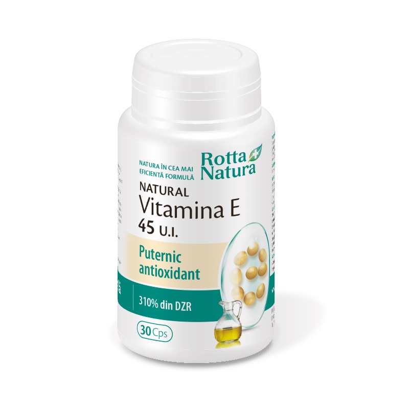 Vitamina E naturala 45 U.I., 30 capsule, Rotta Natura
