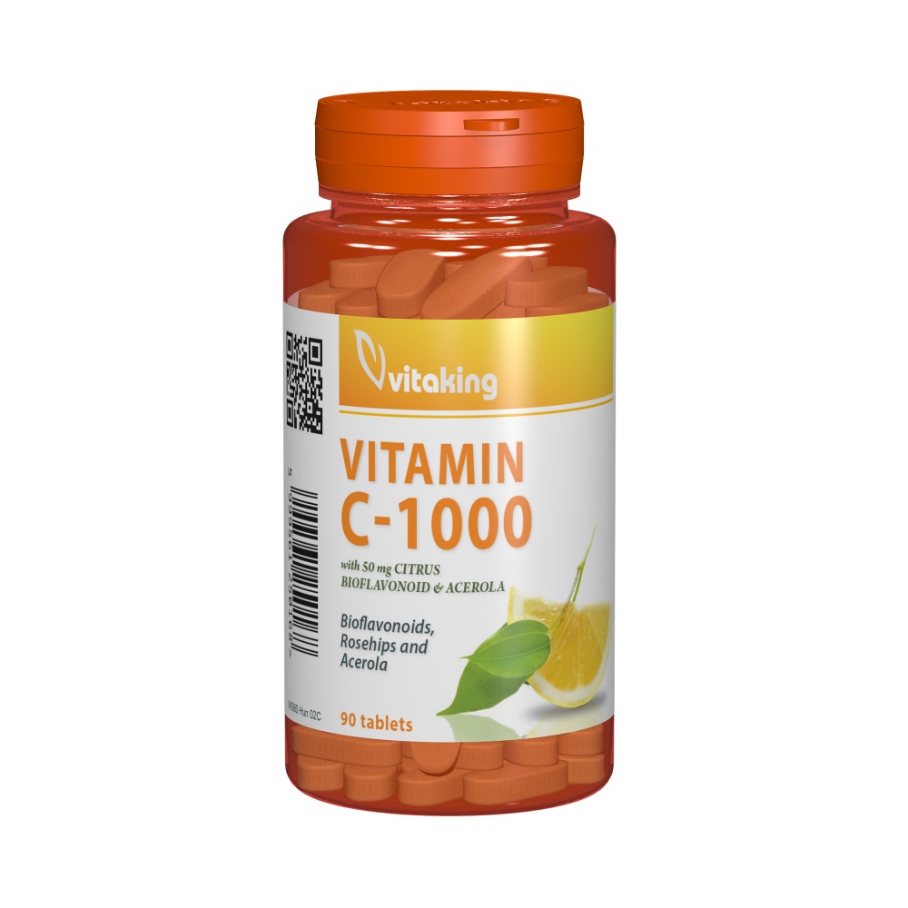 Vitamina C cu  Bioflavonoide 1000mg, 90 tablete, VitaKing