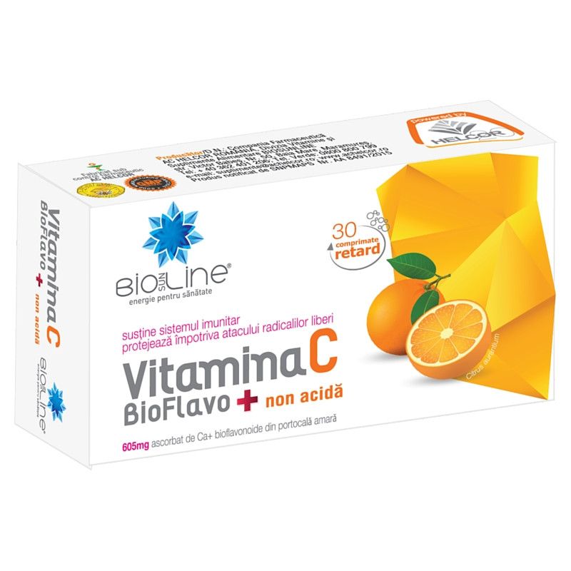 Vitamina C BioFlavo+ non acida, 30 comprimate, Helcor