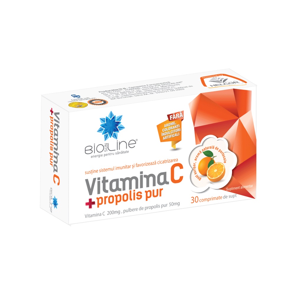 Vitamina C + propolis pur BioSunLine, 30 comprimate, Helcor