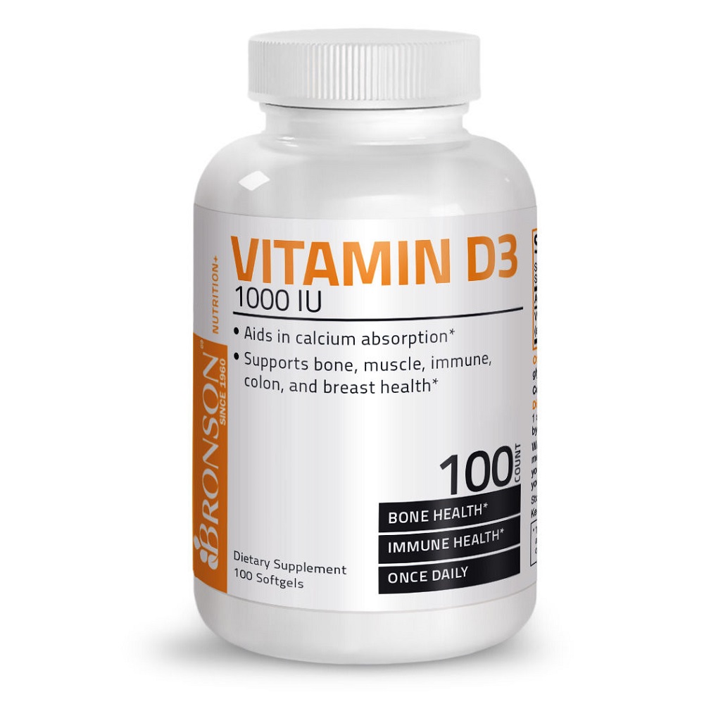 Vitamina D3, 1000 UI, 100 tablete, Bronson Laboratories