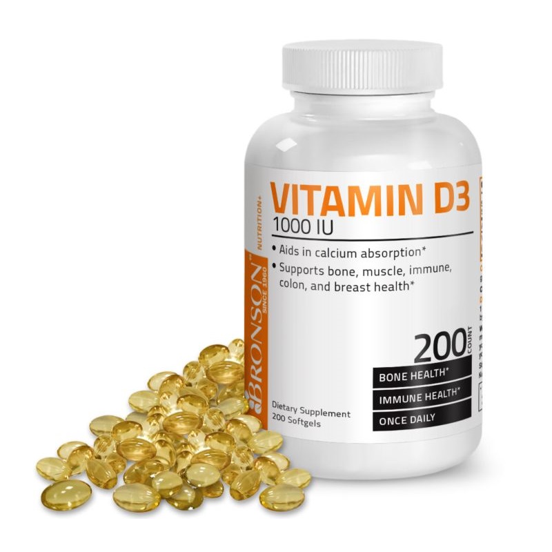 Vitamina D3 1000 UI, 200 capsule, Bronson Laboratories