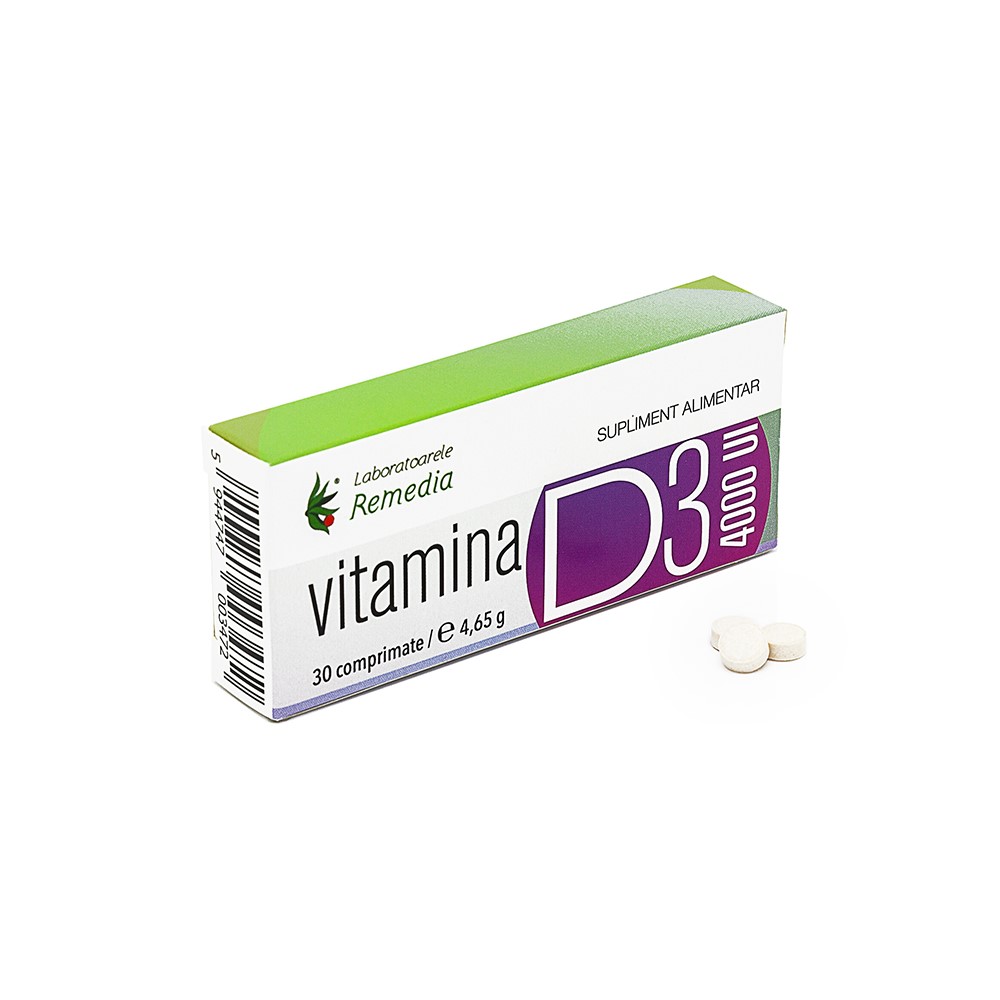 Vitamina D3 4000UI, 30 comprimate, Remedia 