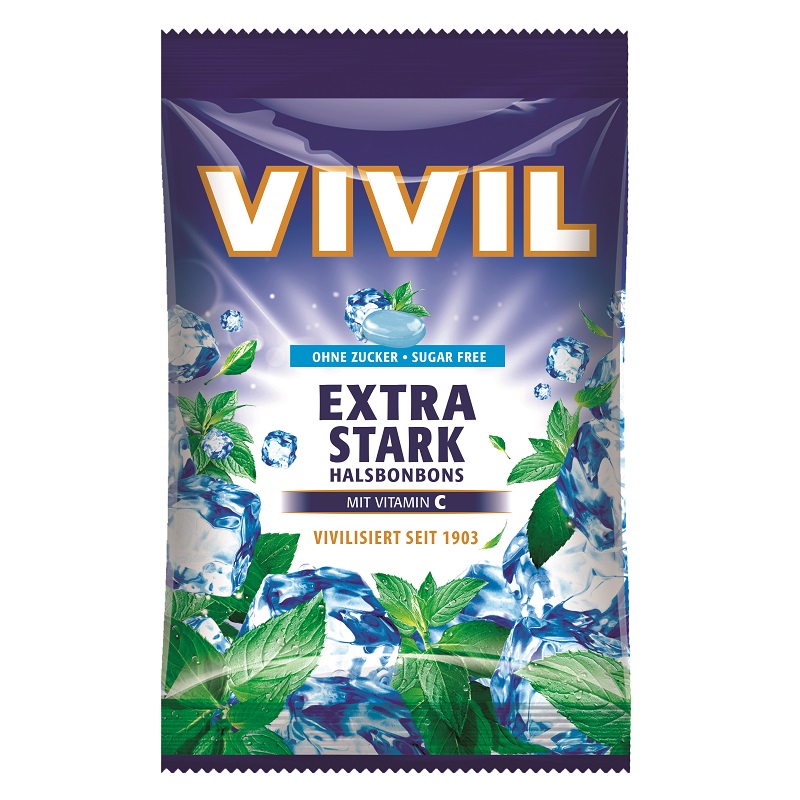 Bomboane fara zahar Extra Stark cu vitamina C, 60 g, Vivil
