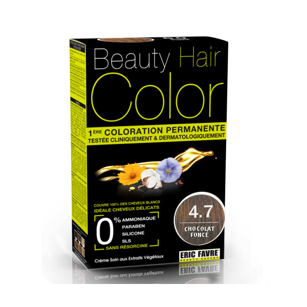 Vopsea de par cu extracte vegetale si bumbac Ciocolatiu Inchis, Nuanta 4.7, 160 ml, Beauty Hair Color