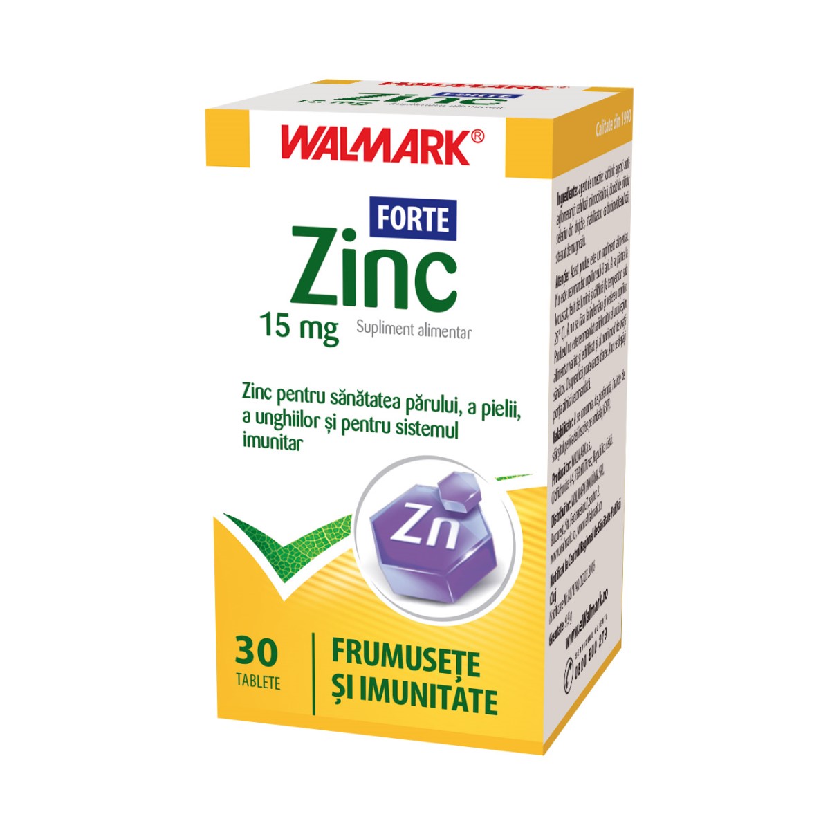 Zinc Forte 15mg, 30 tablete, Walmark